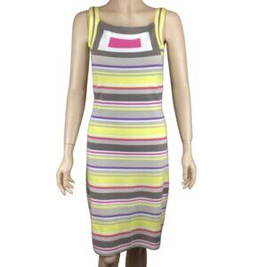 Milly New York Womens Sleeveless Knit Dress Size Small Yellow‎ Pink Striped